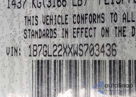 1998 Dodge Dakota Slt/Sport z USA, uszkodzony, nr VIN 1B7GL22XXWS703436